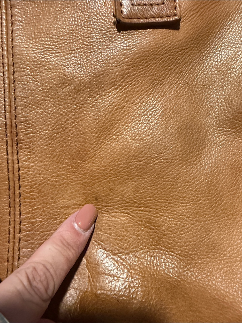 American Leather Co.Classic Tan Leather Crossbody Tote Bag with Front Zip Pocket - Picture 5 of 14